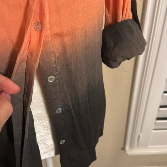 Ombre Button Down Blouse Pink Gray Gradient Sz Small - Picture 4 of 5